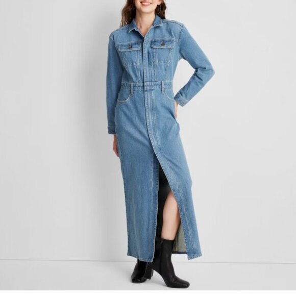 Long Sleeve Denim Maxi Dress - Universal Thread - Picture 2 of 6
